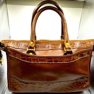 Vintage Brahmin Brown Alligator Satchel